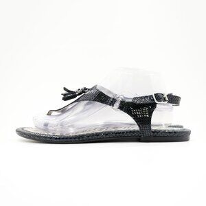 Sperry Black Patent Leather Lightweight Flat Slingback Thong Sandals - 9.5